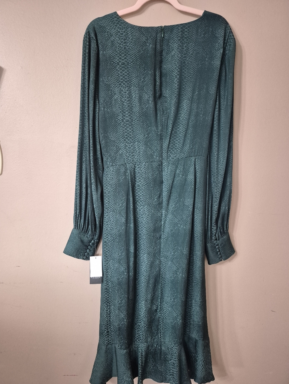 NWT Guess Wrap-Style Teal Faux Snakeskin Dress - Picture 11 of 13